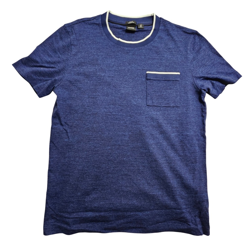 Hugo‎ Boss Tessler 134 T-Shirt Mens Large Blue Slim Fit Mercerised Cotton Pocket